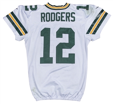 2016 Aaron Rodgers Game Used & Photo Matched Green Bay Packers Road Jersey Used on 11/13/2016 & 11/20/2016 (722 Total Yards and 5 Tds!) (Resolution Photomatching)